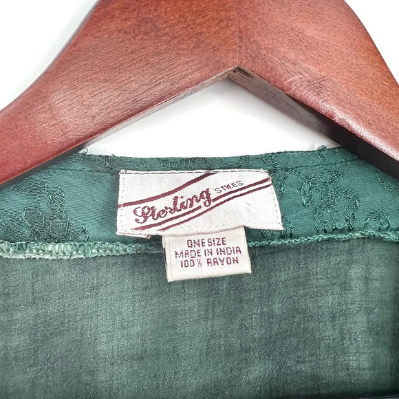 Sterling Styles Vintage 80s 90s Deep Green Wearable Art Vest Blouse Shirt Top - Picture 2 of 7